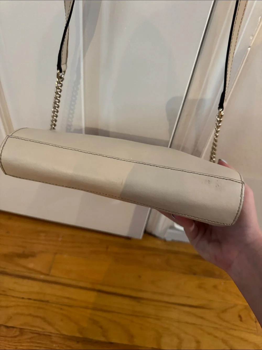 kate spade Cream Leather Bow Crossbody with Gold Chain